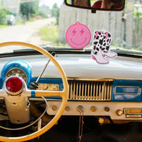 Laffact 12Pcs Preppy Boho Car Air Freshener Lightning Bolt Smile Cow Boots Balloon Dog Lip Incense Chip Hanging Slice Essential Oil Pendant Diffuser Scented Decor for Car Interior Accessories Home