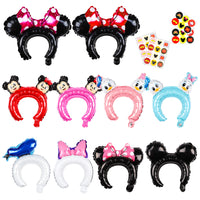 Icasy 50 Pcs Mickey Minnie Inflatable Headbands Cute Cartoon Balloon Hair Band Birthday Party Supplies Party Favors Party Hats for Kids &Adults