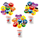 Icasy 30 Packs Sesame Table Toppers Sticks Centerpiece Set Double-Sided Photo Booth Props Cake Toppers Elmo Blue Monster Big Bird Oscar Ernie Themed Birthday Party Supplies Favors Decorations for Kids