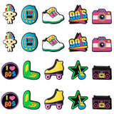 Laffact 20 Pcs 80's 90's Shoes Charms for Boys Kids Retro Nostalgia PVC Shoe Decor for Toddlers Disco Hip Hop Clog Charm for Shoes Bracelet Wristband Sandals Slip-On Croc Accessories Party Favor Gifts