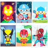 Icasy 10Pcs Superhero Mosaic Sticker Art Kits for Kids, Superhero Drawing Felt Mosaic Sticker Craft Activity, Superhero Themed DIY Sticky 3D Handmade Foam Art Puzzles, Birthday Gift for Toddlers