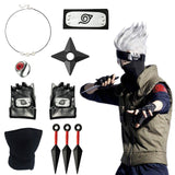 Icasy Naruto Leaf Village Adjustable Headband Naruto Kakashi Cosplay Gloves Toys Pendant Necklace Face Mask Naruto Shuriken Plastic Toy Kunai, Naruto Anime Themed Cosplay Accessories Gifts for Kids