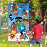 Icasy Superhero Themed Bean Bags Toss Games, Superhero Throwing Game for Indoor Outdoor Party Kids Activities, Carnival Toss Games Banner for Birthday Party Supplies Decor Christmas Thanksgiving Day