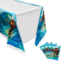 Laffact 4Pcs Moana Table Covers for Parties Plastic Disposable Rectangle Tablecloth Moana Themed Birthday Party Decorations Supplies for Kids Tropical Luau Summer Beach Party Baby Shower, 70.9 x 42.5”