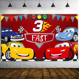 Icasy Race Car 3rd Birthday Party Backdrop Decoration Large Racing Posters Photo Booth Props Wall Décor Fast 3 Photography Background Banner Let’s Go Racing Party Supplies for Kids Three Years Old