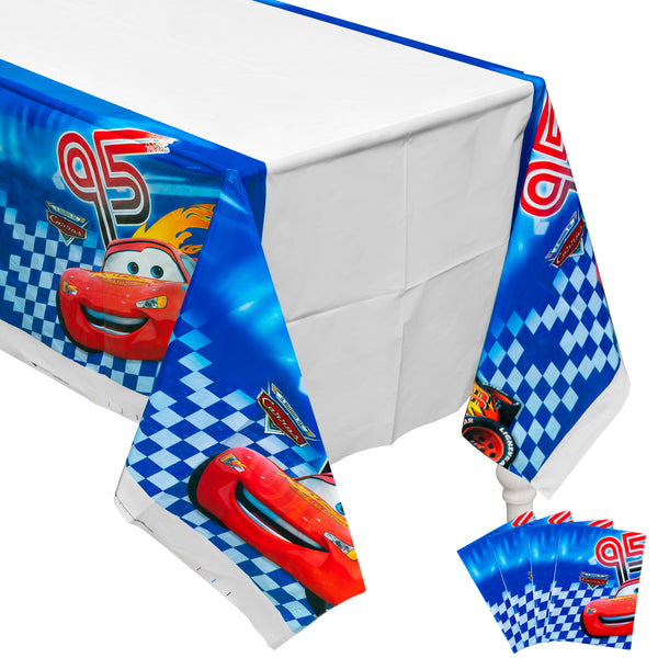 Icasy 4Pcs Race Car Table Covers Plastic Disposable Rectangle Tablecloth Racing Car Themed Birthday Party Decoration Supplies for Kids Boys Let’s Go Racing Sports Events Game Baby Shower, 70.9 x 42.5”