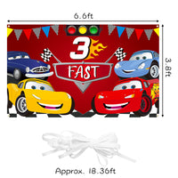 Icasy Race Car 3rd Birthday Party Backdrop Decoration Large Racing Posters Photo Booth Props Wall Décor Fast 3 Photography Background Banner Let’s Go Racing Party Supplies for Kids Three Years Old