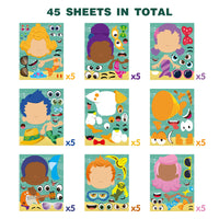 Icasy 45 Sheets Bubble Guppies Theme Make a Face Stickers for Kids, Make Your Own Stickers, Cute Bubble Guppies Party Supplies Favors Fun DIY Stickers Craft Activities with Molly Gil Cona Mr. Grouper