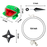 Icasy Naruto Leaf Village Adjustable Headband Plush Frog Coin Wallet Leaf Village Symbol Logo Pendant Necklace Naruto Shuriken Plastic Toy Kunai, Naruto Anime Themed Cosplay Accessories Gifts for Kids