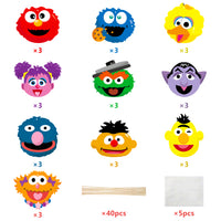 Icasy 30 Packs Sesame Table Toppers Sticks Centerpiece Set Double-Sided Photo Booth Props Cake Toppers Elmo Blue Monster Big Bird Oscar Ernie Themed Birthday Party Supplies Favors Decorations for Kids