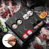 Laffact 4 Pairs of Horror Classic Movie Characters Earrings Hypoallergenic Halloween Dangle Earrings Scary Horror Movies Themed Cartoon Anime Cosplay Jewelry Collection Gifts for Women Men Movie Fans