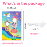 Icasy Jojo Photography Backdrops Background Photo Door Banner, Jojo Large Photo Booth Props Banner for Party Games, Jojo Birthday Party Supplies Favors Decorations Bedroom Wall Decor for Girls (5x3ft)