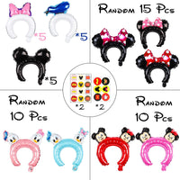 Icasy 50 Pcs Mickey Minnie Inflatable Headbands Cute Cartoon Balloon Hair Band Birthday Party Supplies Party Favors Party Hats for Kids &Adults