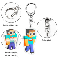 Laffact Dream SMP Acrylic Keyrings for Kids Boys George Technoblade Skeppy Game Anime Figure Pendant Accessories with Metal Link MCYT Character Collectible Keychain Decor for Keys Bags Backpack(8 Pcs)