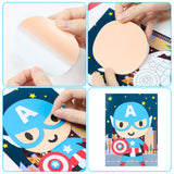 Icasy 10Pcs Superhero Mosaic Sticker Art Kits for Kids, Superhero Drawing Felt Mosaic Sticker Craft Activity, Superhero Themed DIY Sticky 3D Handmade Foam Art Puzzles, Birthday Gift for Toddlers