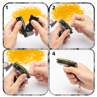 Icasy Mini Folding Rubber Band Toy Keychain - Metal Rubber Launcher Toy with Target Mark and 200pcs Yellow Rubber Bands(Black), Fun Target Shooting Training Game for Indoor/Outdoor Activities