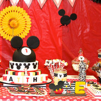 Laffact Mickey Theme ONE Letter Sign Wooden Table Centerpieces 1st Birthday Party Supplies Table Decoration One Year Old Birthday Wood Table Sign Milestone Photo Props for Kids Baby Shower Photo Props