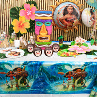 Laffact 4Pcs Moana Table Covers for Parties Plastic Disposable Rectangle Tablecloth Moana Themed Birthday Party Decorations Supplies for Kids Tropical Luau Summer Beach Party Baby Shower, 70.9 x 42.5”