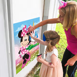 Icasy Pin The Nose and Mouth on Minnie Party Game, Make-a-Face Sticker Games with Large Poster and Blindfolds, Fun Outdoor Indoor Activity for Kids Minnie Themed Birthday Party Decoration Supplies