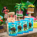 Icasy Moana Goodie Bags Party Favors, Cute Moana Themed Birthday Party Candy Treat Gift Bags, Tropical Luau Summer Beach Plastic Bags Decoration Party Supplies for Baby Shower Christmas(50 Packs)