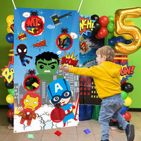 Icasy Superhero Themed Bean Bags Toss Games, Superhero Throwing Game for Indoor Outdoor Party Kids Activities, Carnival Toss Games Banner for Birthday Party Supplies Decor Christmas Thanksgiving Day