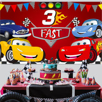 Icasy Race Car 3rd Birthday Party Backdrop Decoration Large Racing Posters Photo Booth Props Wall Décor Fast 3 Photography Background Banner Let’s Go Racing Party Supplies for Kids Three Years Old