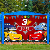 Icasy Race Car 3rd Birthday Party Backdrop Decoration Large Racing Posters Photo Booth Props Wall Décor Fast 3 Photography Background Banner Let’s Go Racing Party Supplies for Kids Three Years Old