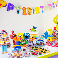 Icasy 30 Packs Sesame Table Toppers Sticks Centerpiece Set Double-Sided Photo Booth Props Cake Toppers Elmo Blue Monster Big Bird Oscar Ernie Themed Birthday Party Supplies Favors Decorations for Kids