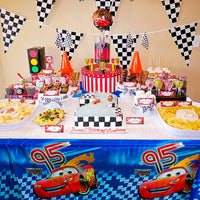 Icasy 4Pcs Race Car Table Covers Plastic Disposable Rectangle Tablecloth Racing Car Themed Birthday Party Decoration Supplies for Kids Boys Let’s Go Racing Sports Events Game Baby Shower, 70.9 x 42.5”