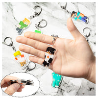 Laffact Dream SMP Acrylic Keyrings for Kids Boys George Technoblade Skeppy Game Anime Figure Pendant Accessories with Metal Link MCYT Character Collectible Keychain Decor for Keys Bags Backpack(8 Pcs)